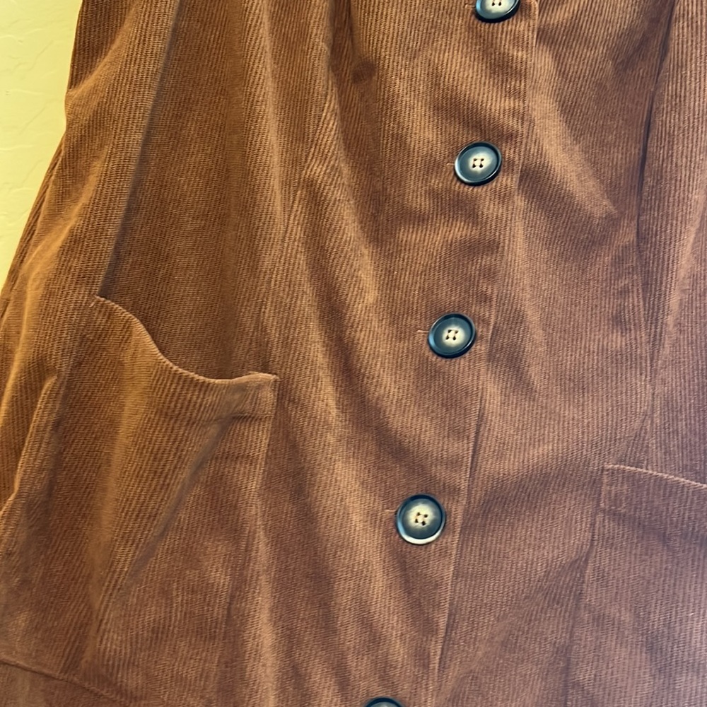 Bloomchic Solid Pocket Sleeveless Button Up Cordu… - image 2